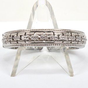 Judith Ripka Sterling Silver Panther Link CZ Hinged Cuff Bracelet NWOT